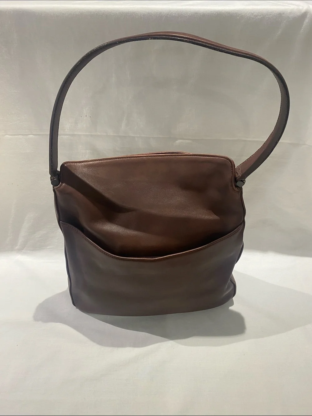 Coach 9180 USA Brown Leather Shoulder Bag with Front Slip Pocket
